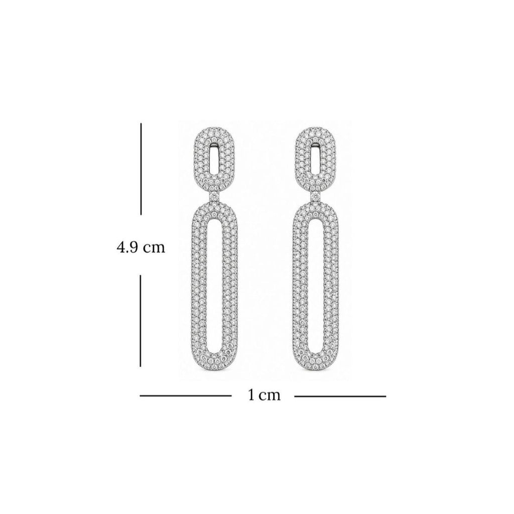 Rhodium Plated Cubic Zirconia Earrings