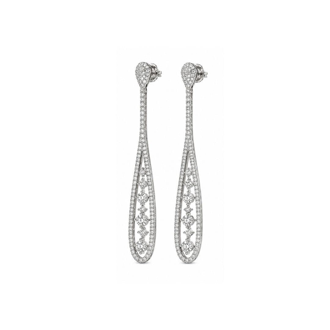 Rhodium Plated Cubic Zirconia Earrings