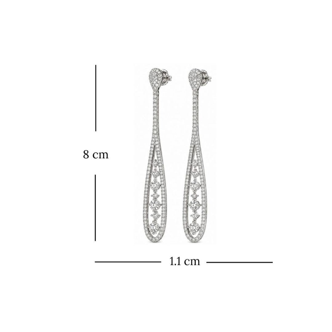 Rhodium Plated Cubic Zirconia Earrings