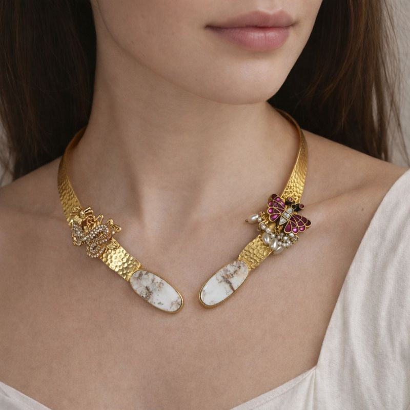 Butterfly Gold-Plated Open Collar Necklace