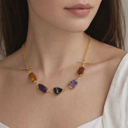 Gold Plated Semi Precious Stones Choker