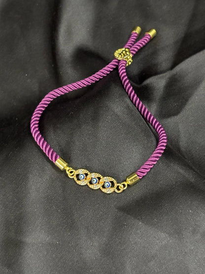 Adjustable Gold-Plated Evil Eye Bracelet