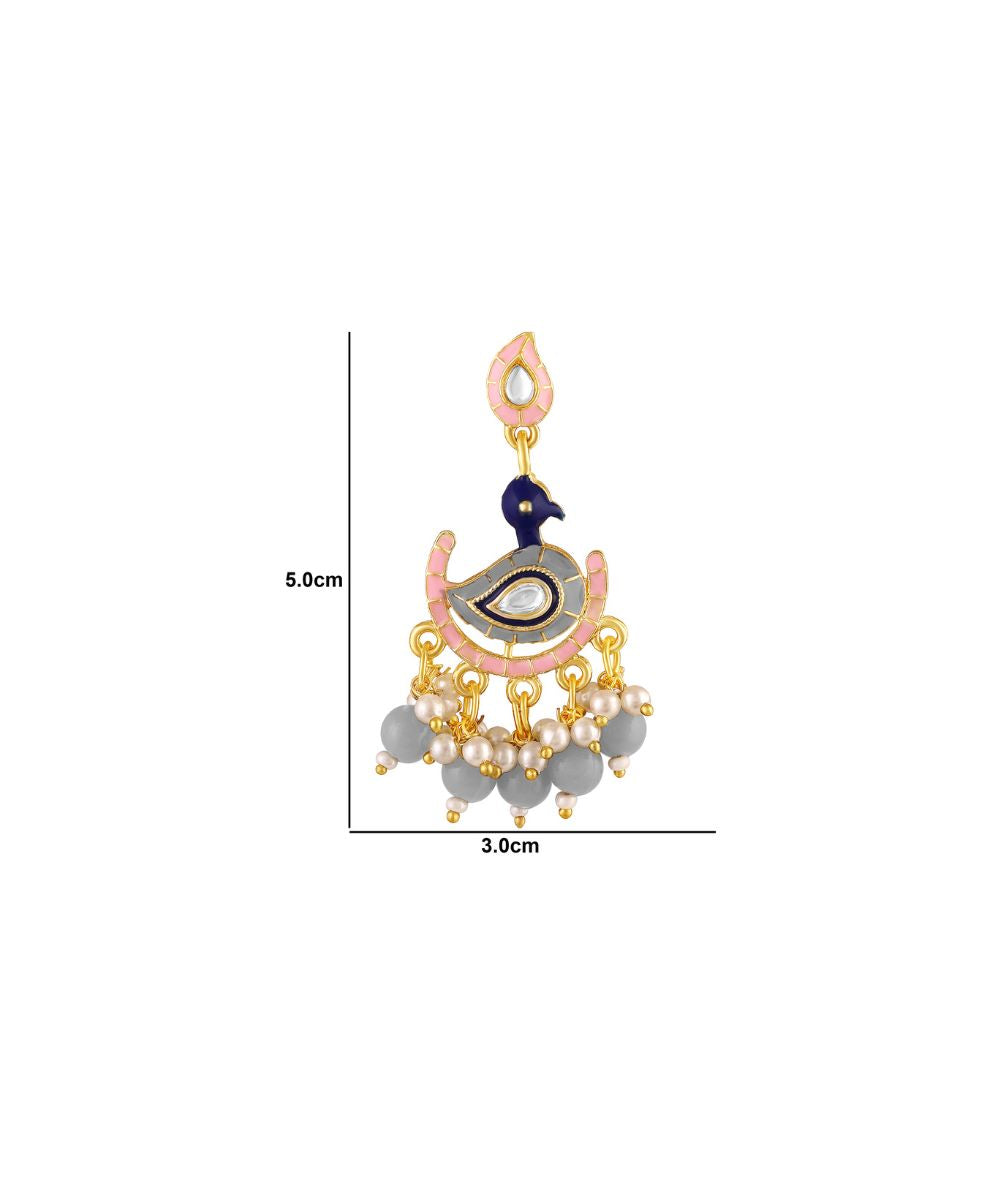 Gold Plated Peacock Style Drop Earrings