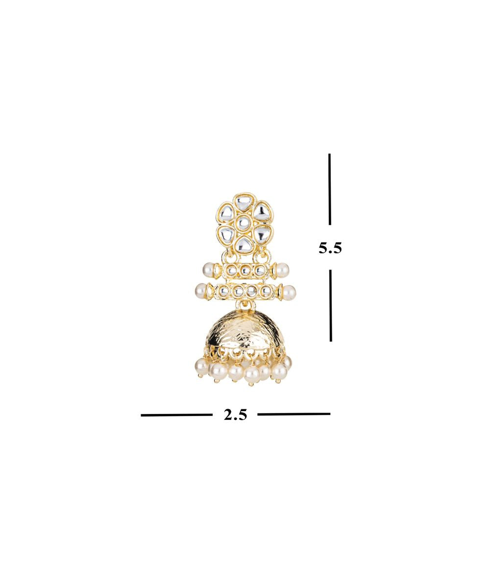 Gold Plated Kundan Jhumki Earrings