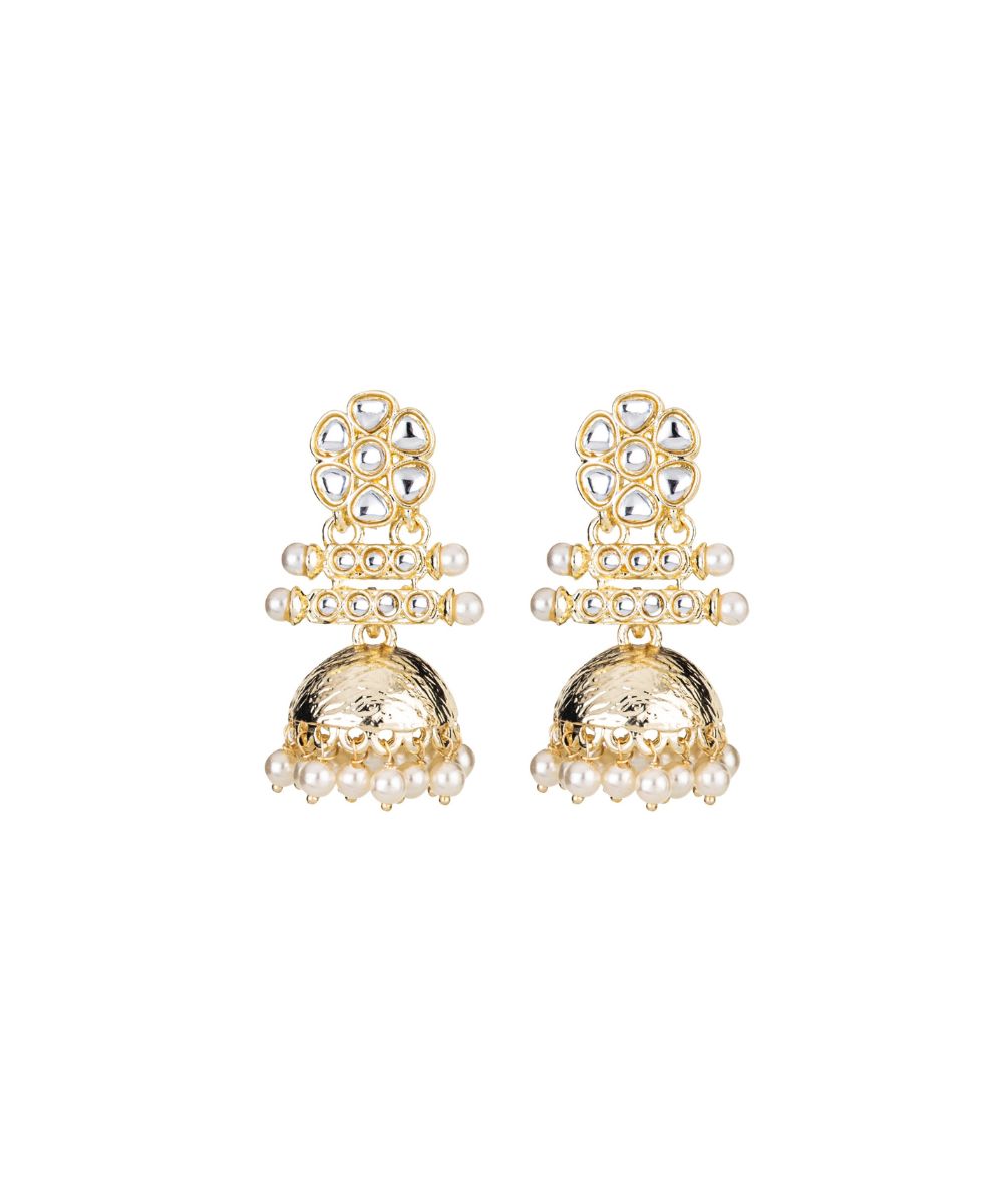 Gold Plated Kundan Jhumki Earrings