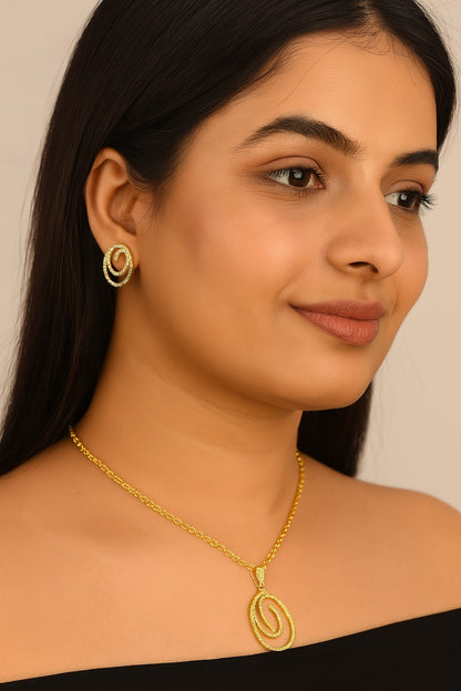 Gold-Plated Cubic Zirconia Pendant Set