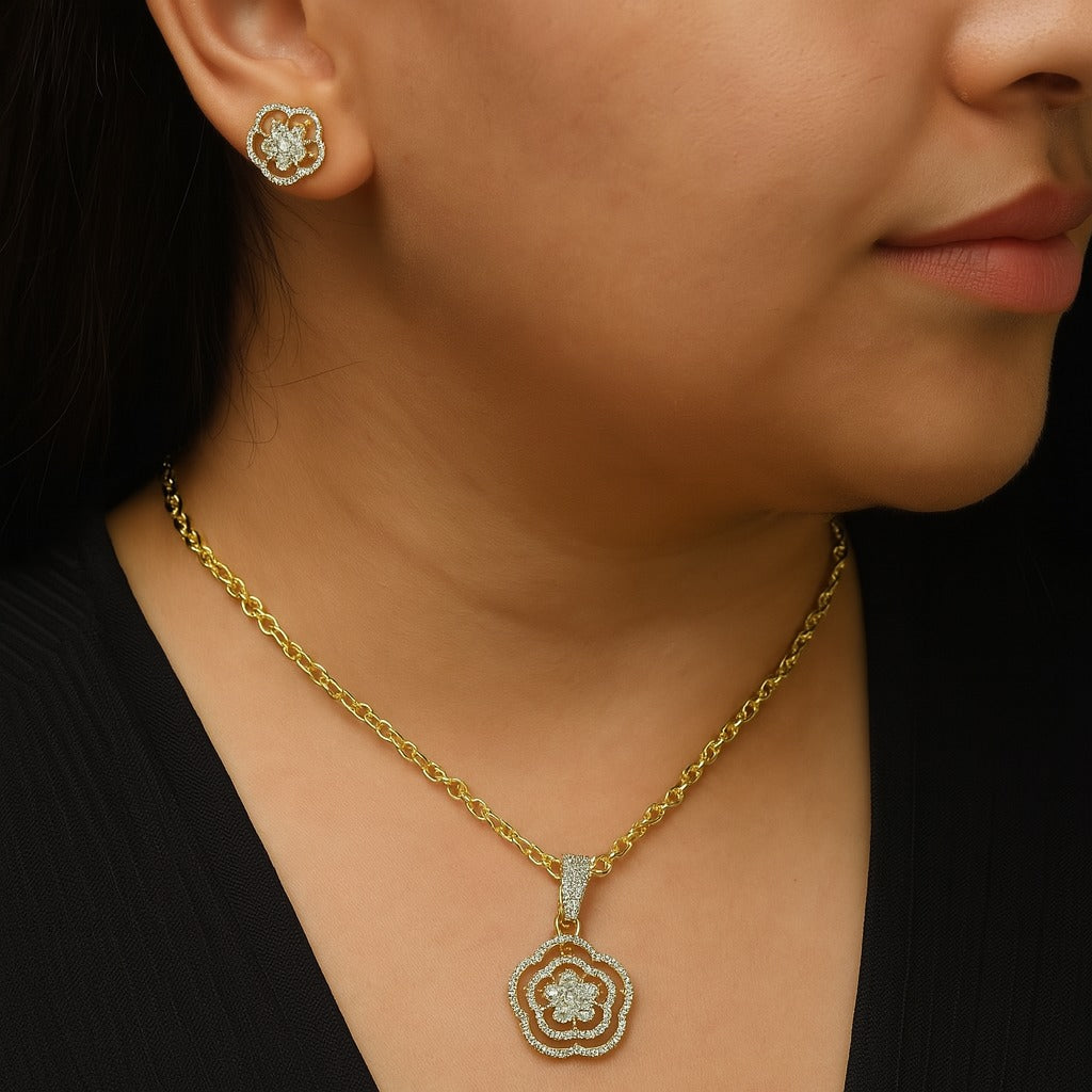 Gold-Plated Cubic Zirconia Pendant Set