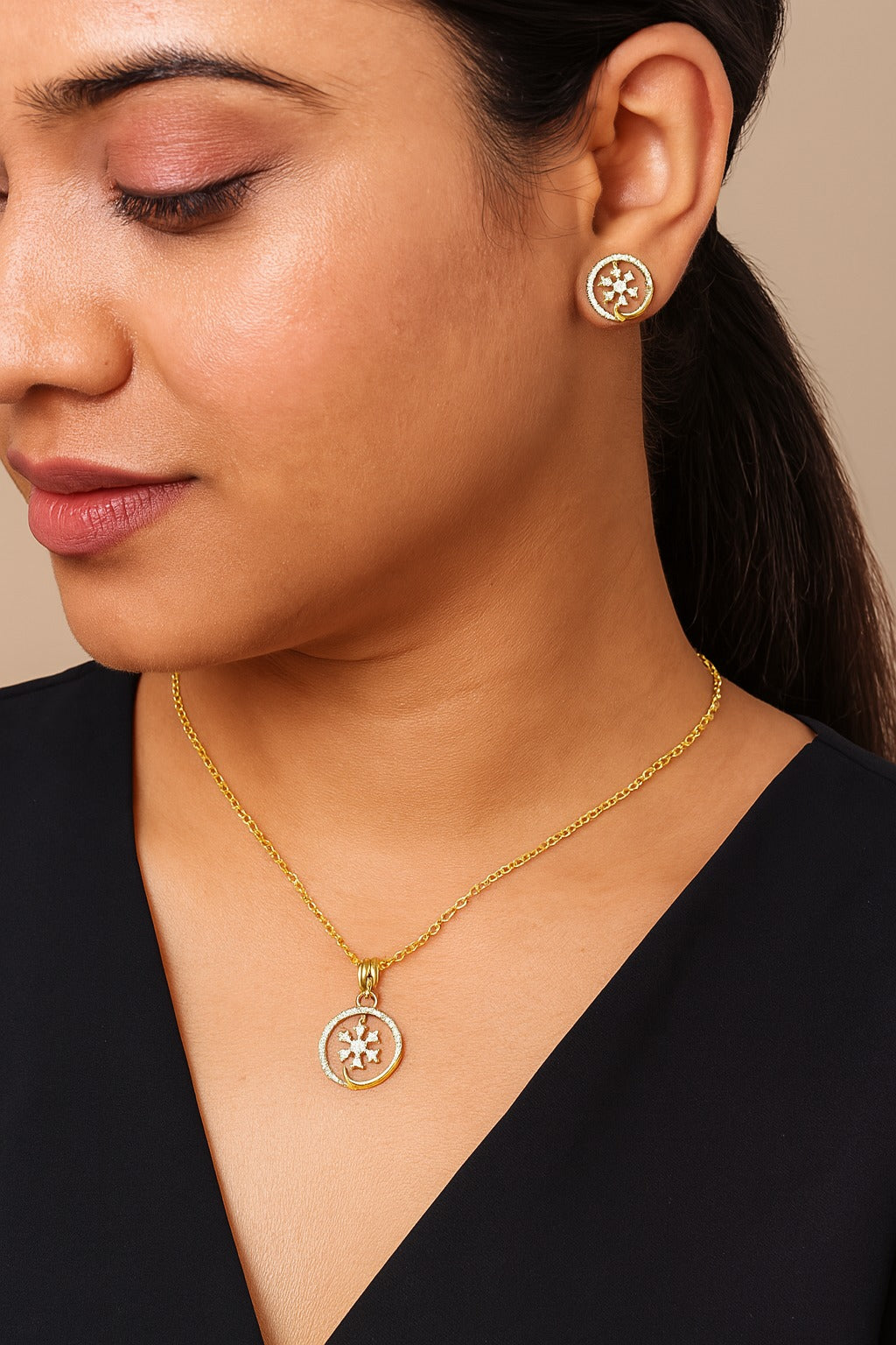 Gold Plated Cubic Zirconia Pendant Set