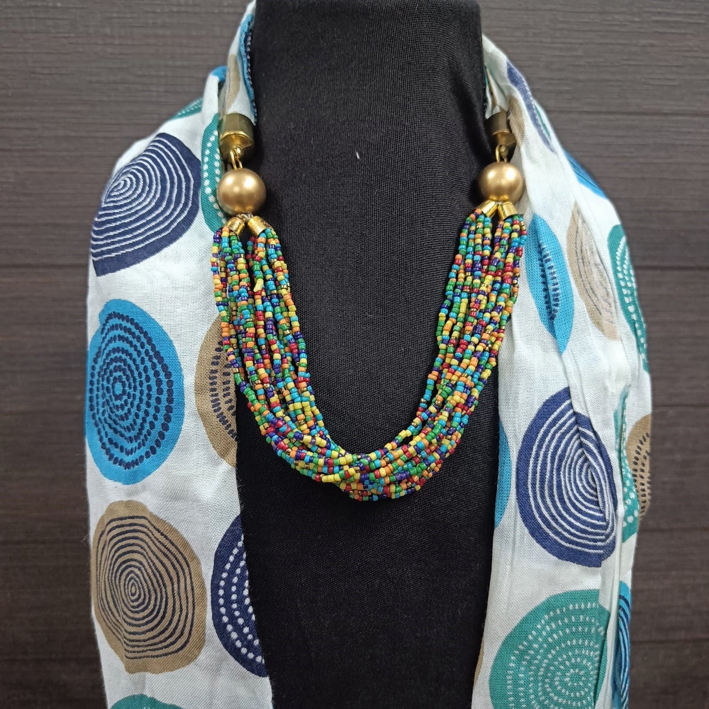 Bdiva Handmade Multi-Coloured Seed Beads Necklace Scarf.