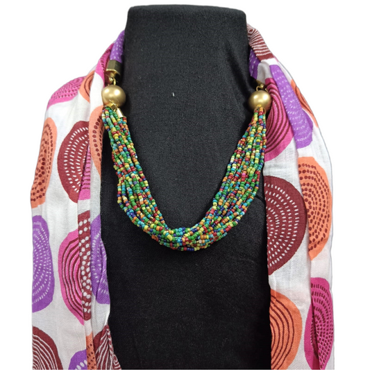 Bdiva Handmade Multi-coloured Seed Beads Necklace Scarf.