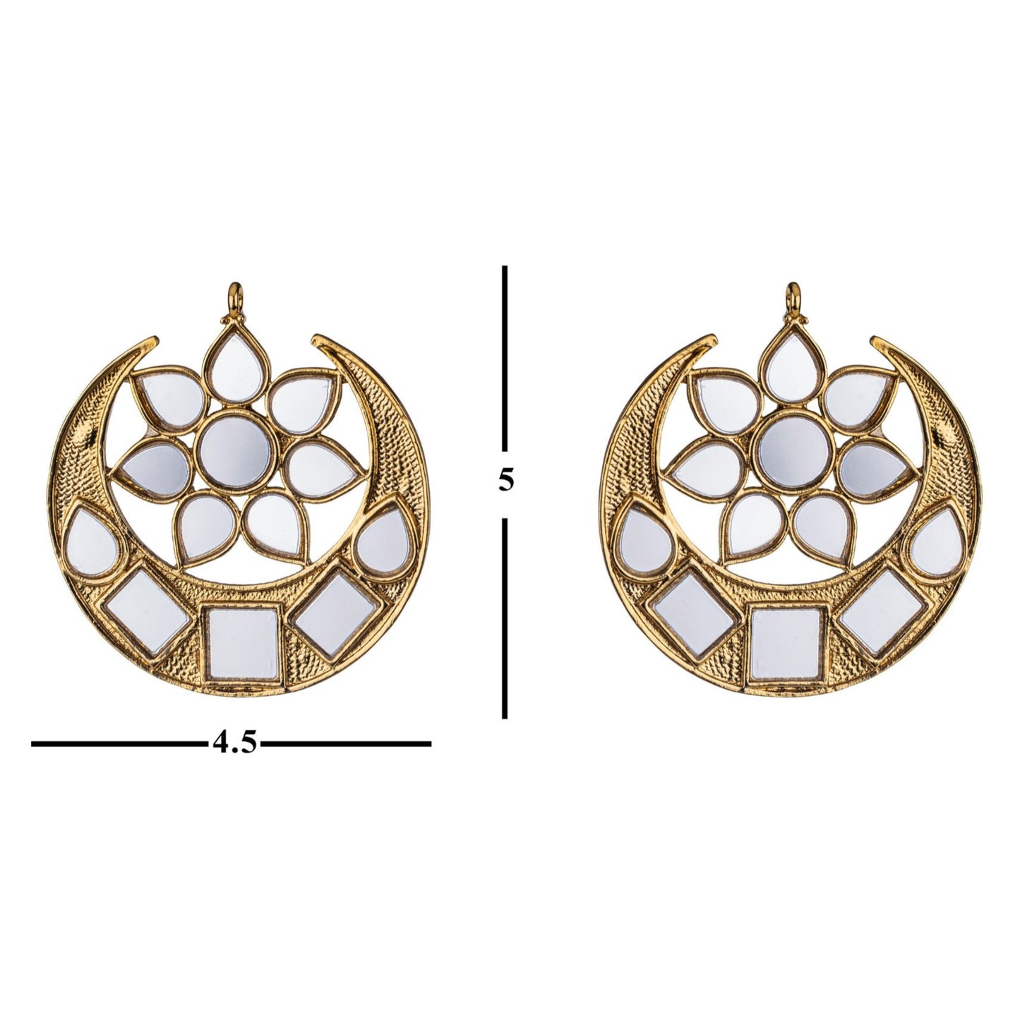 Bdiva 18K Gold Plated Cresent Moon Kundan Earrings.