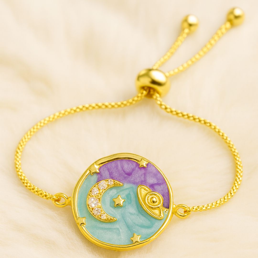 Gold-Plated Half-Moon Adjustable Bracelet