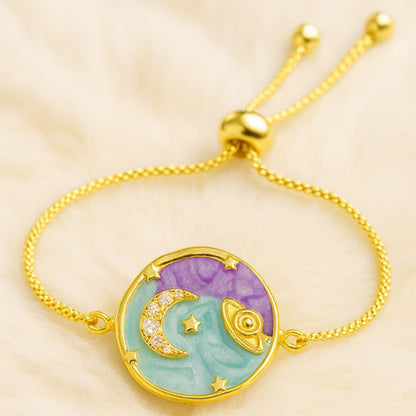 Gold-Plated Half-Moon Adjustable Bracelet