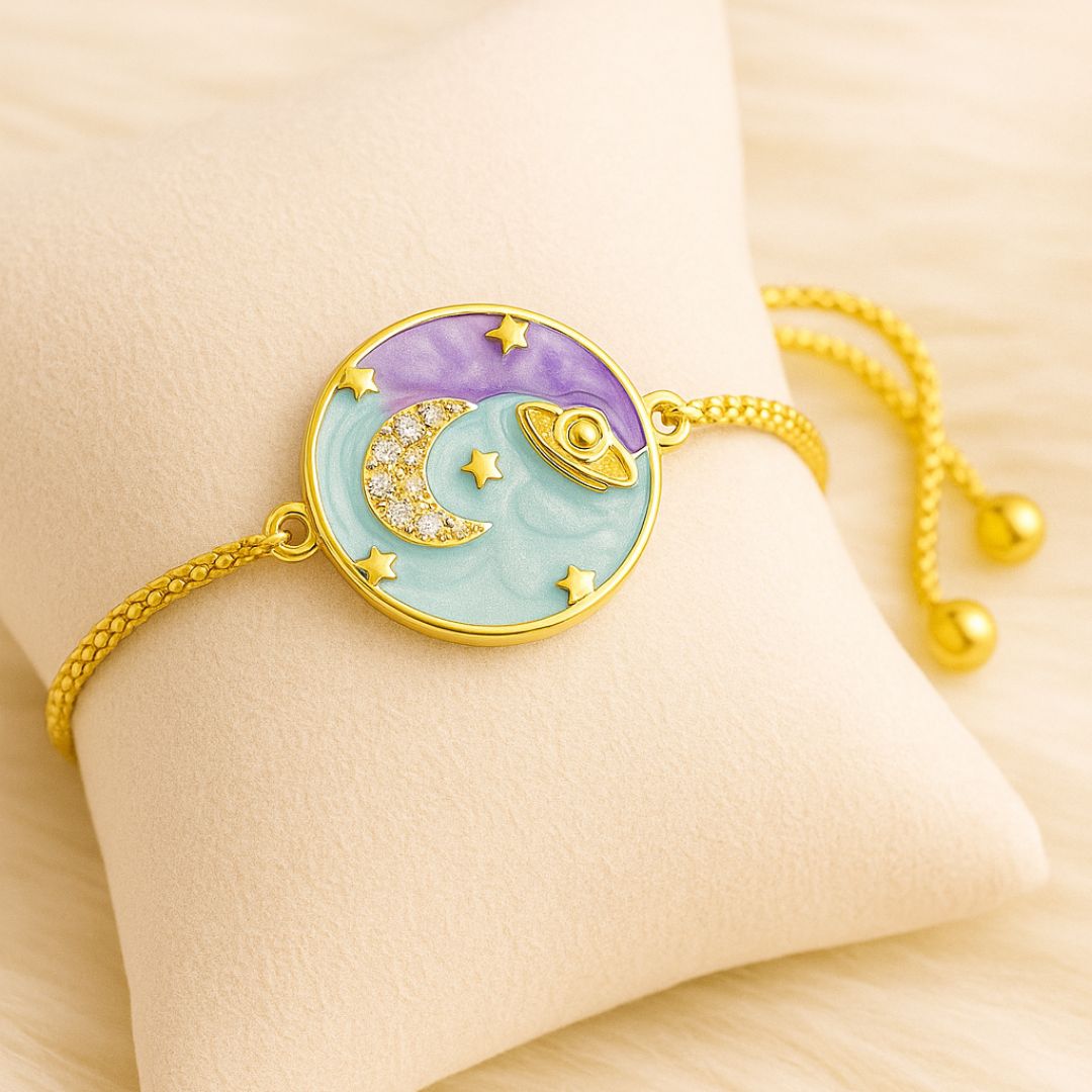 Gold-Plated Half-Moon Adjustable Bracelet