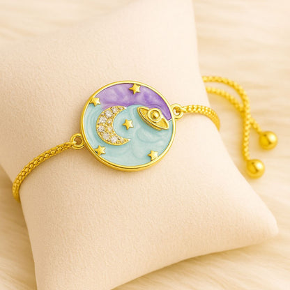 Gold-Plated Half-Moon Adjustable Bracelet