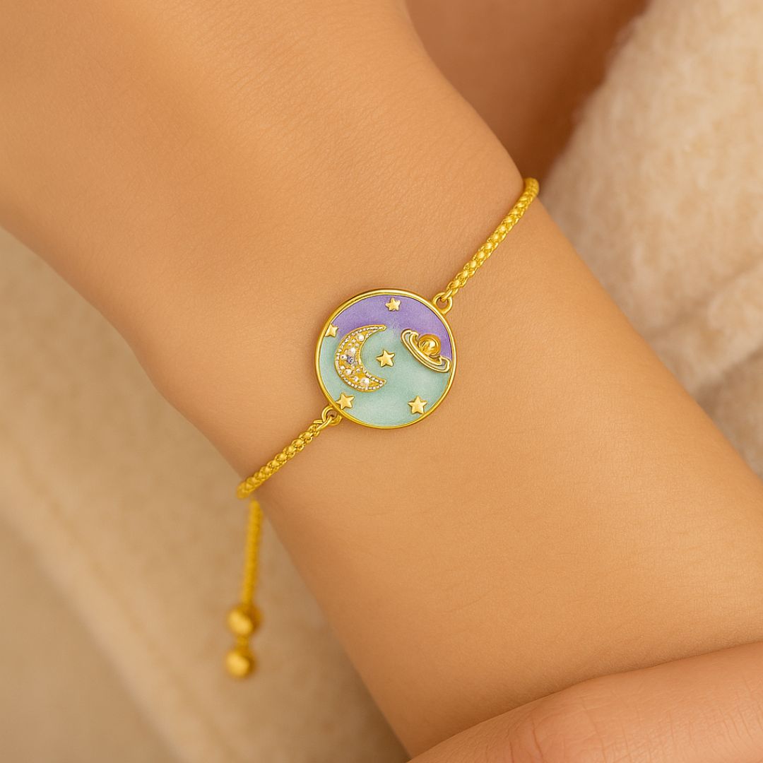 Gold-Plated Half-Moon Adjustable Bracelet