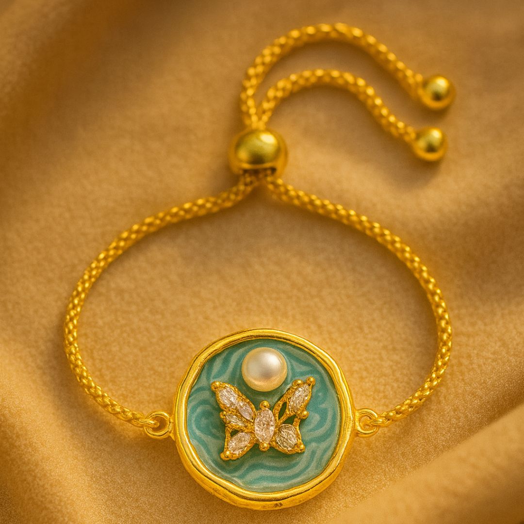 Butterfly Pearl Gold-Plated Bracelet