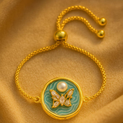 Butterfly Pearl Gold-Plated Bracelet