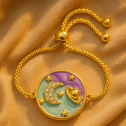 Gold-Plated Half-Moon Adjustable Bracelet