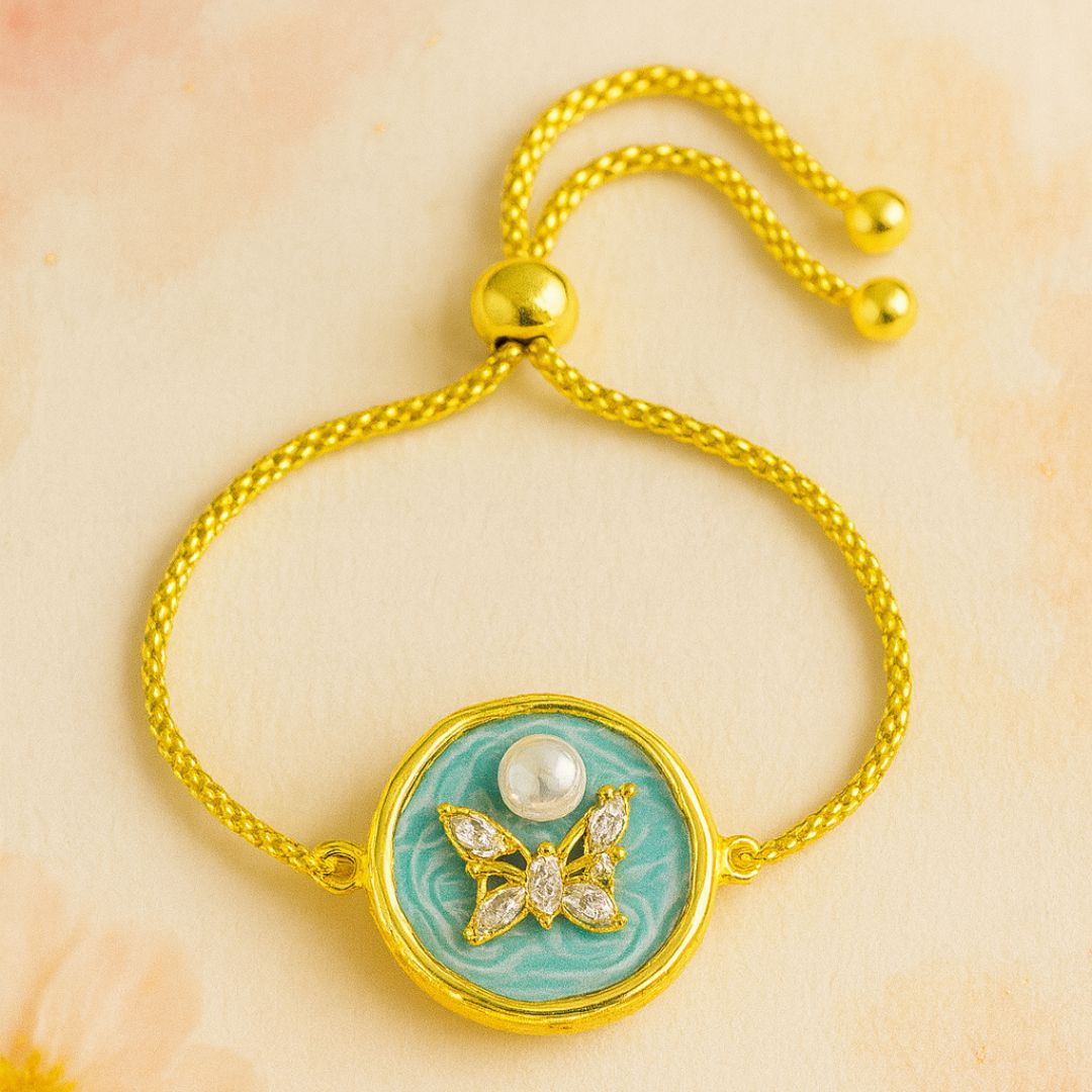 Butterfly Pearl Gold-Plated Bracelet