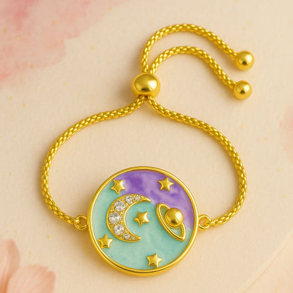 Gold-Plated Half-Moon Adjustable Bracelet