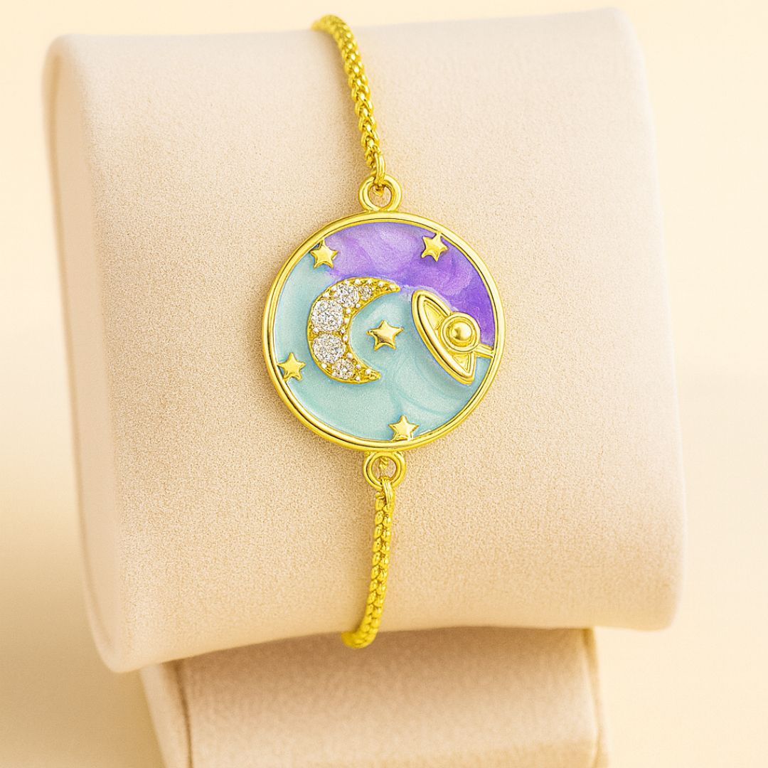 Gold-Plated Half-Moon Adjustable Bracelet