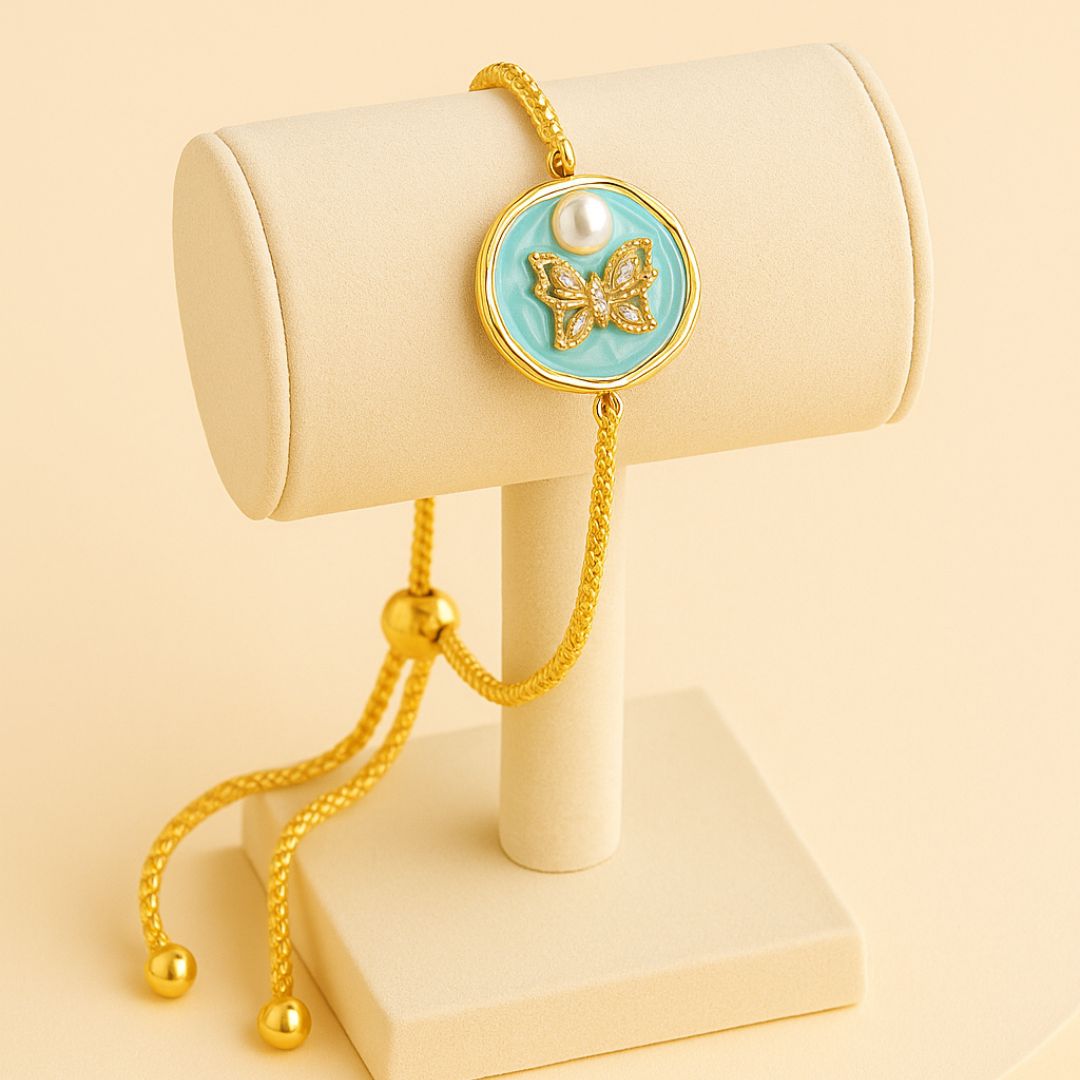 Butterfly Pearl Gold-Plated Bracelet