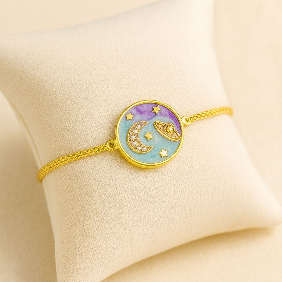 Gold-Plated Half-Moon Adjustable Bracelet