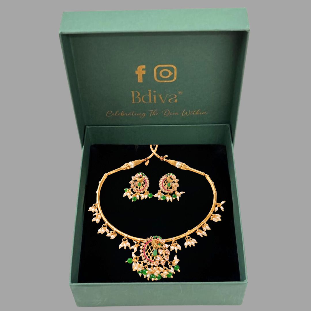 Gold Plated Kundan & Pearl Choker Set