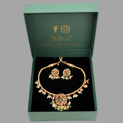 Gold Plated Kundan & Pearl Choker Set