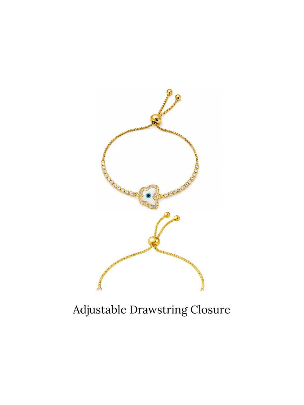Gold Plated Evil Eye Butterfly Bracelet with Cubic Zirconia