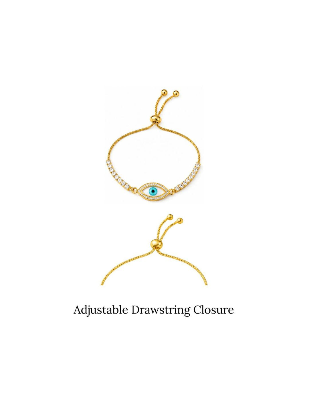 Gold Plated Evil Eye Bracelet with Cubic Zirconia
