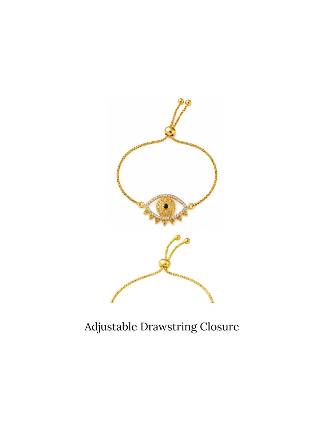 Gold-Plated Evil Eye Adjustable Bracelet