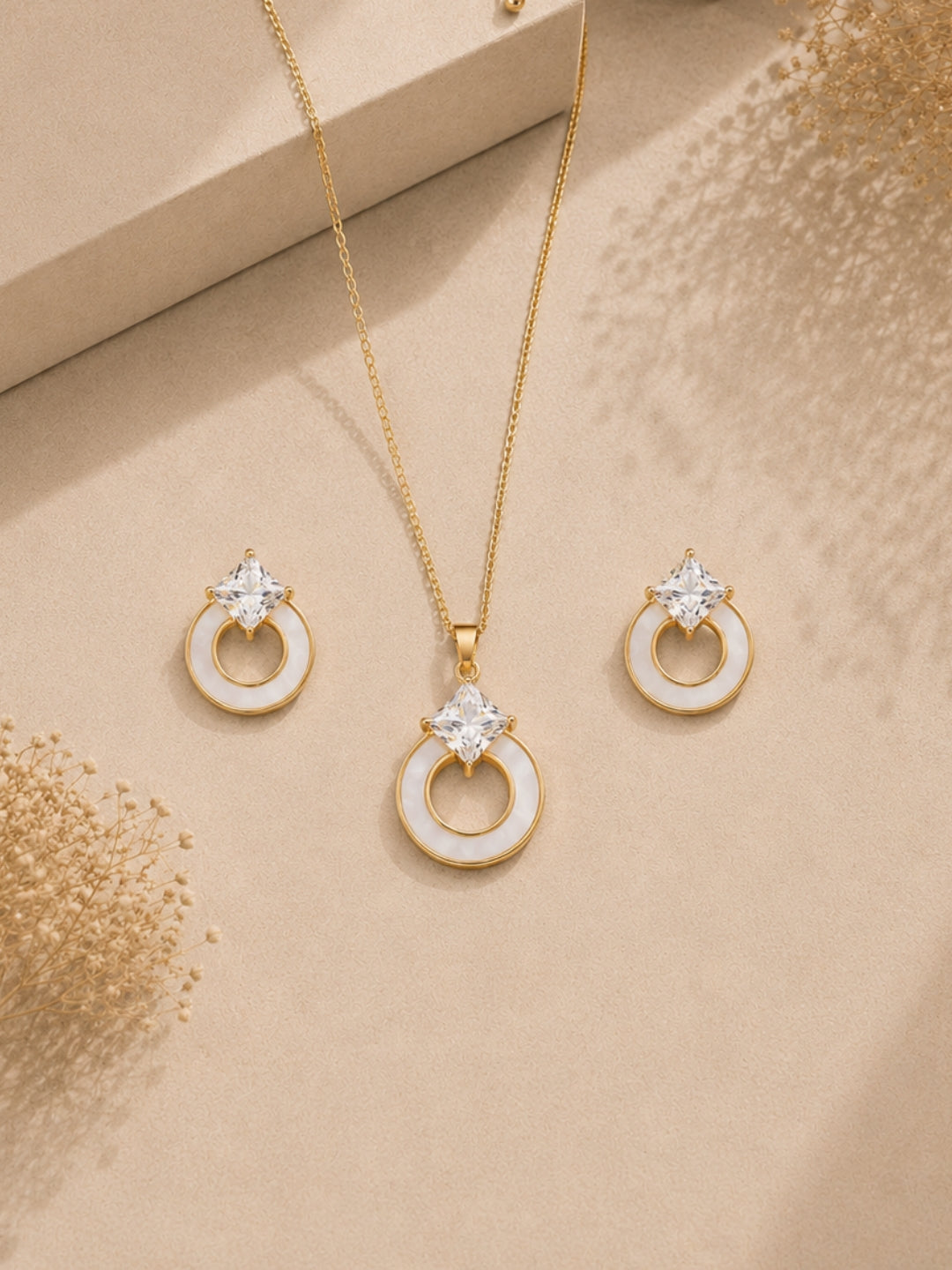 Rose Gold Plated Cubic Zirconia Pendant Set