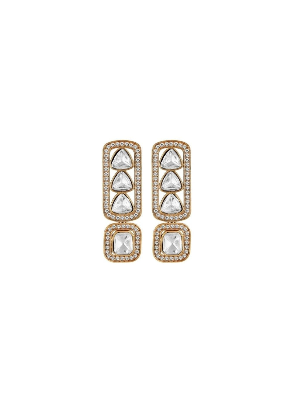 Gold Plated Kundan Drop Earrings
