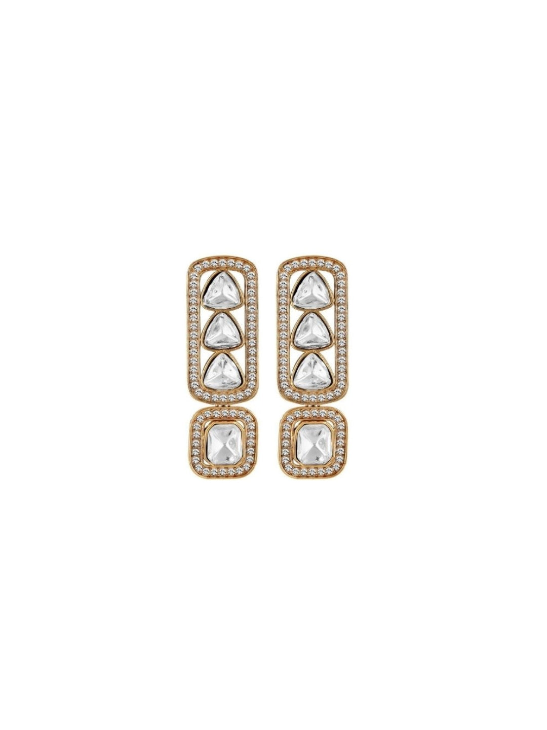 Gold Plated Kundan Drop Earrings