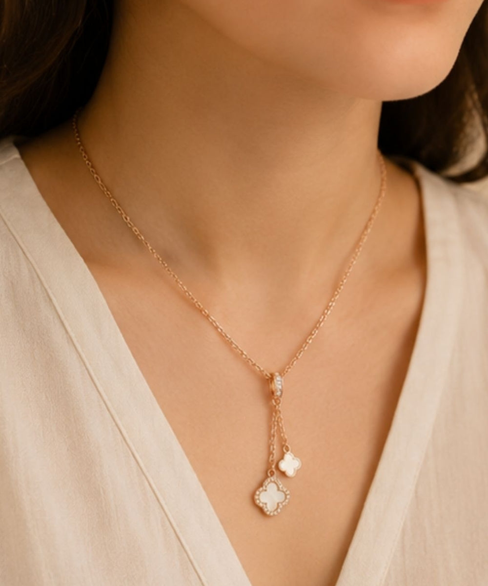 Rose Gold Plated Clover Pendant Chain