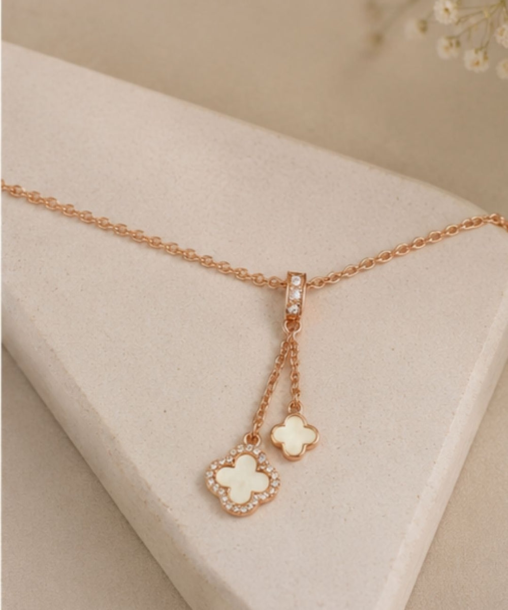 Rose Gold Plated Clover Pendant Chain