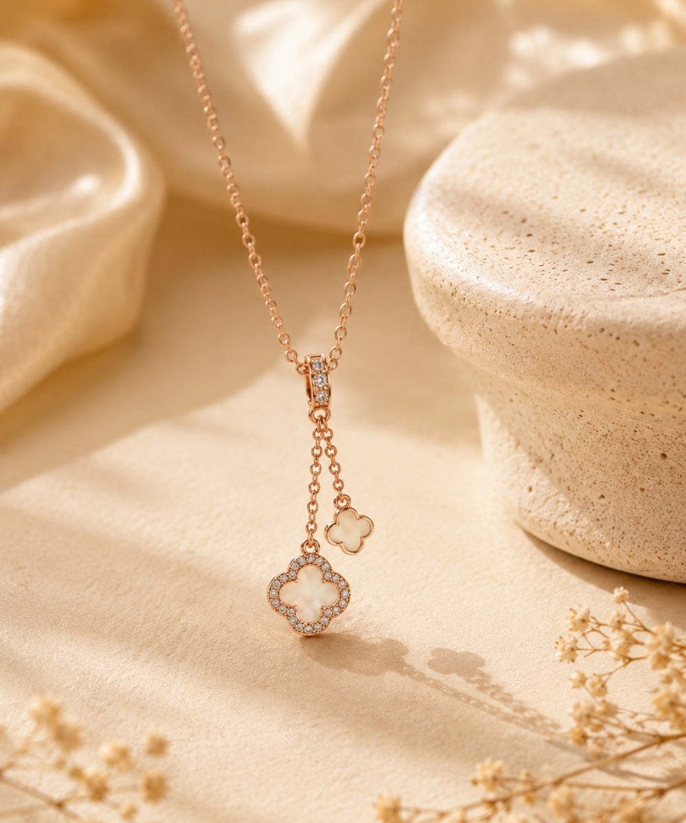Rose Gold Plated Clover Pendant Chain