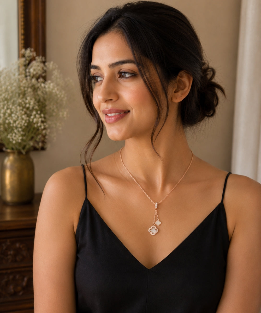 Rose Gold Plated Clover Pendant Chain
