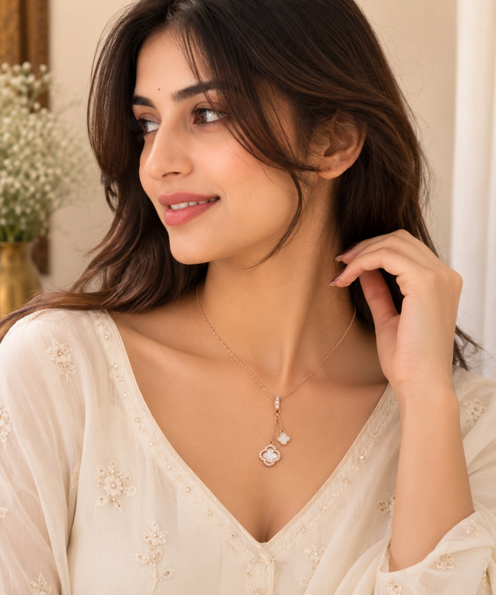 Rose Gold Plated Clover Pendant Chain