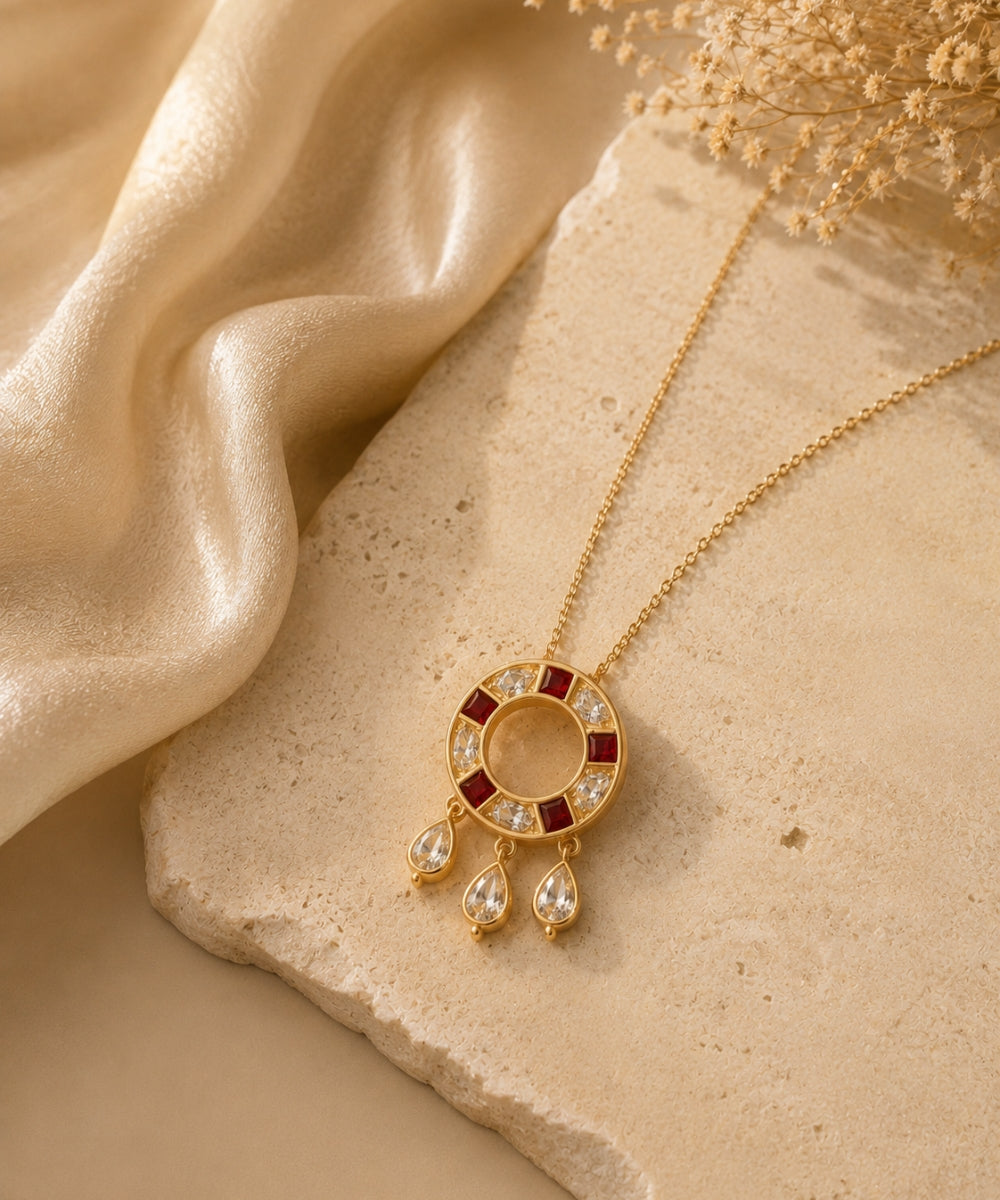 Gold Plated Cubic Zirconia Chain Pendant