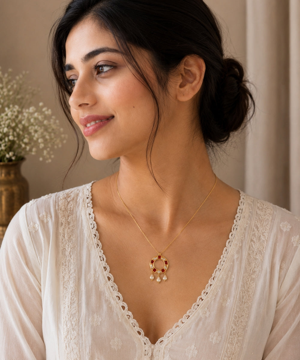 Gold Plated Cubic Zirconia Chain Pendant