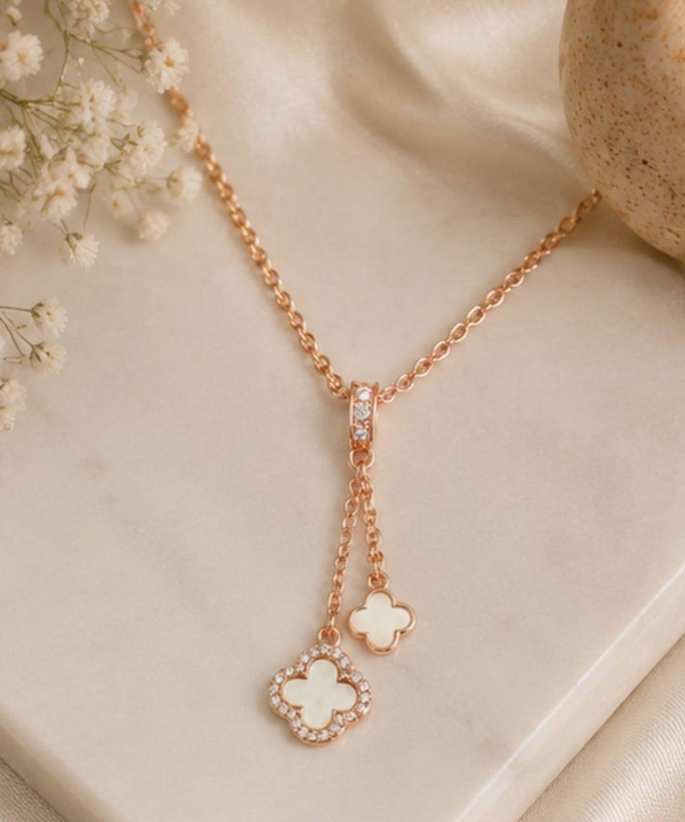 Rose Gold Plated Clover Pendant Chain