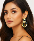 Gold Plated Kundan Pearl Drop Earrings