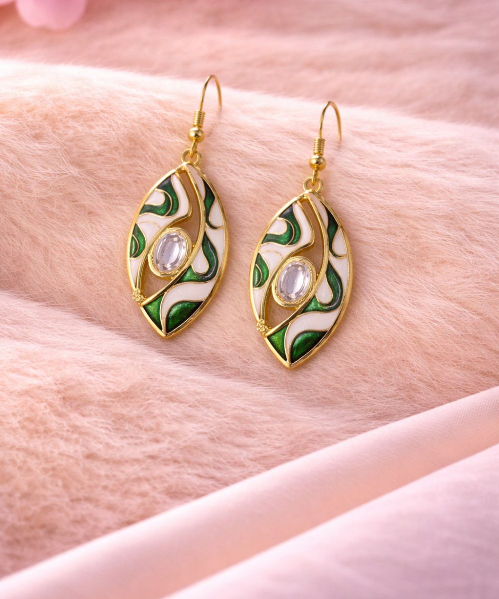 Gold-Plated Kundan Drop Earrings