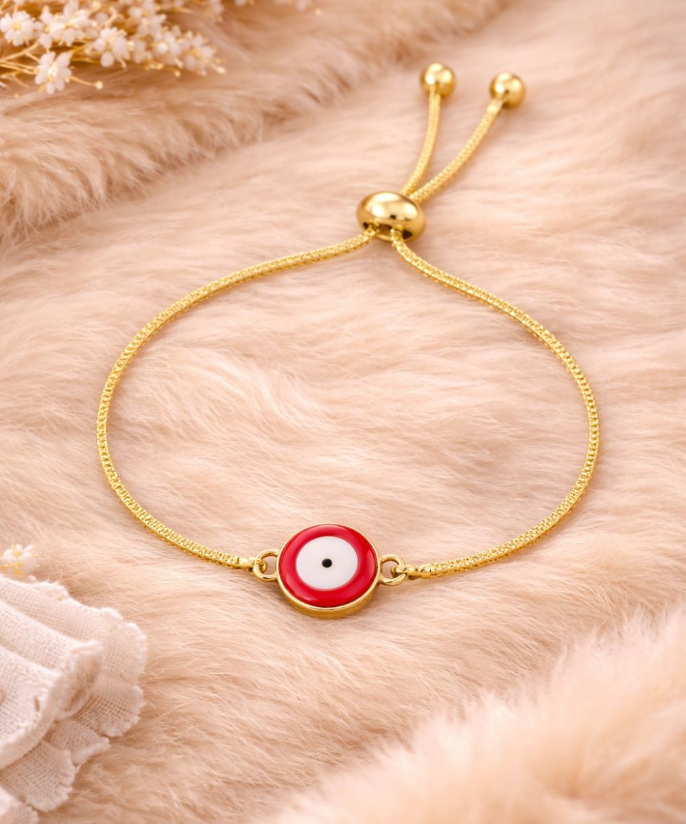 Gold-Plated Evil Eye Adjustable Bracelet
