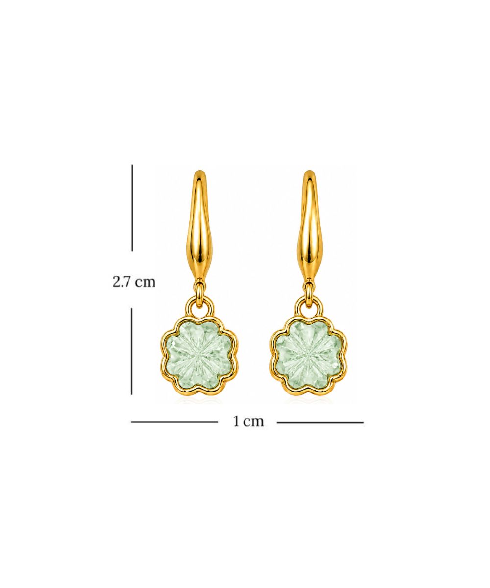 Bloom Gold-Plated Green Cubic Zirconia Floral Drop Earrings