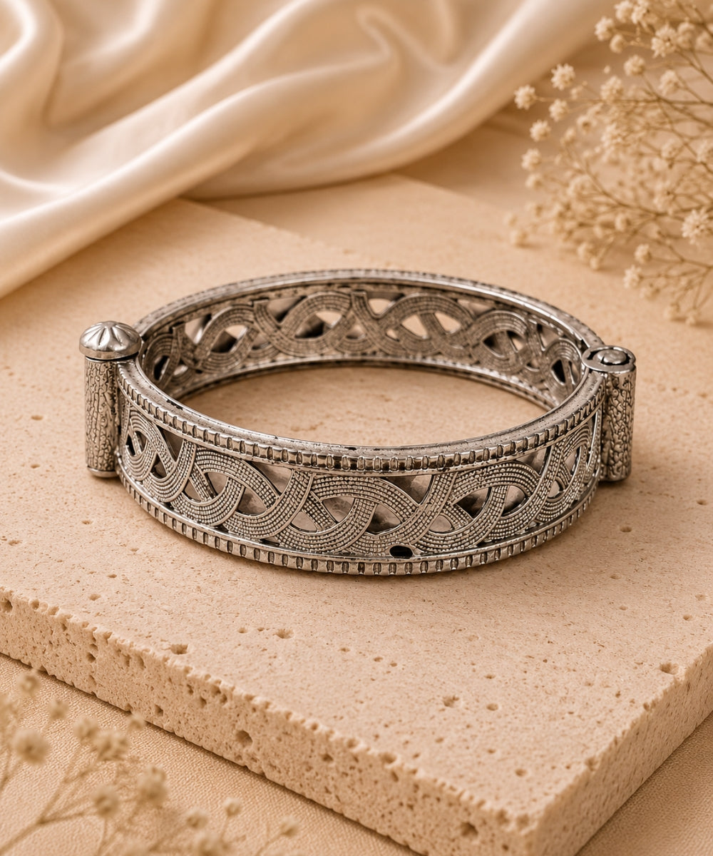 Oxidized Zig-Zag Statement Bangle