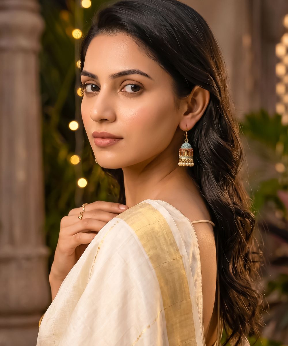 Gold Plated Jarokha Jhumki Earrings